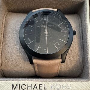NWT Michael Kors Black Dial with Tan Strap Watch